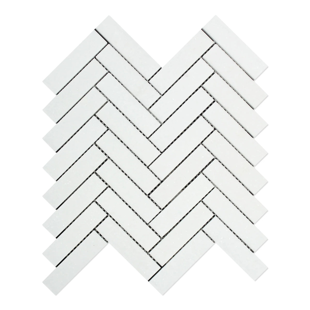 Thassos White Herringbone 1X4 Polished/Honed Marble Mosaic Tile