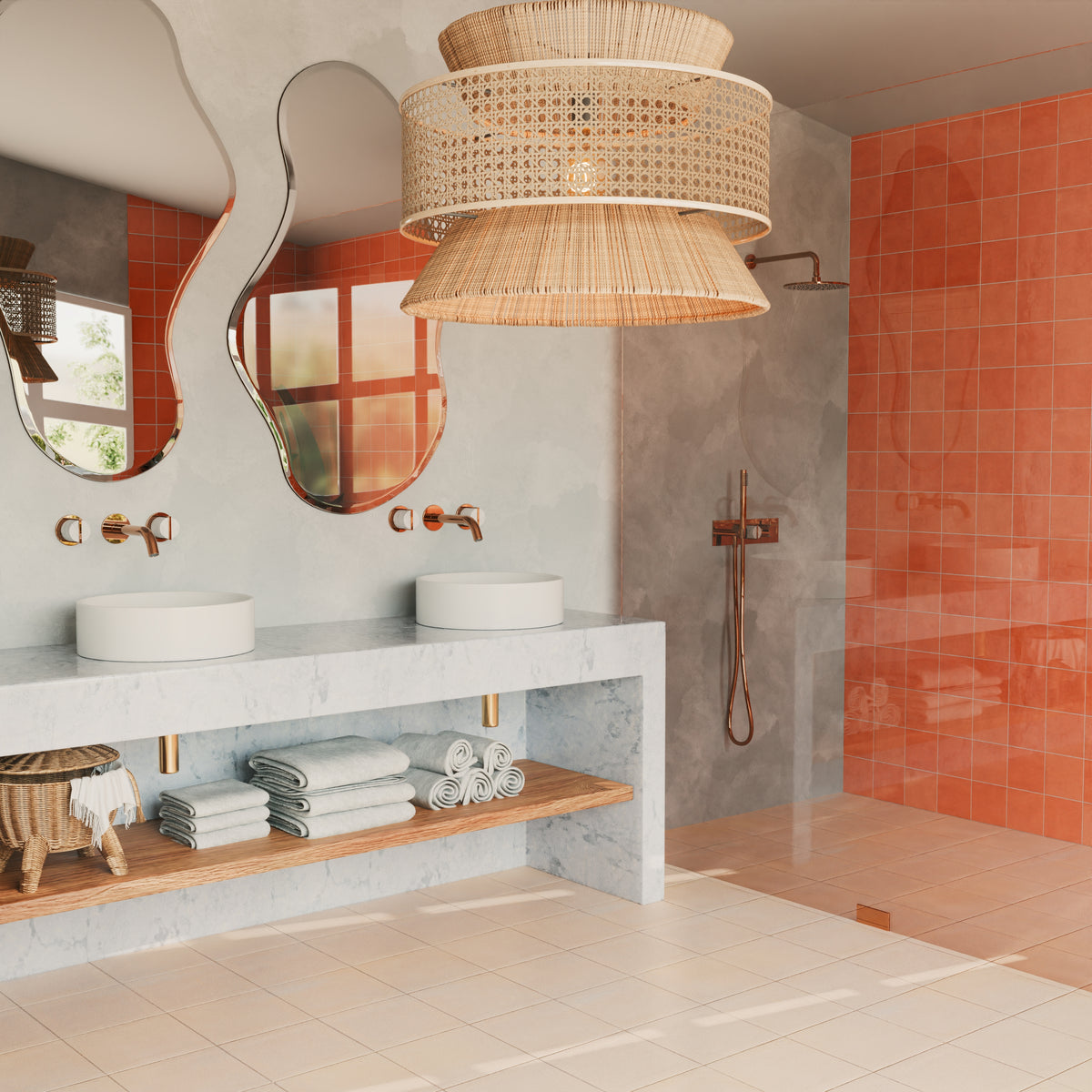 St Lucia Peach 5x5 Ceramic Tile Glossy