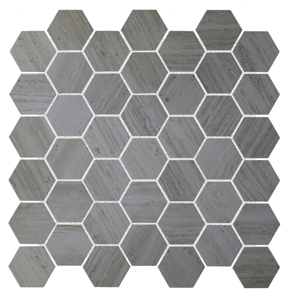 Brookstone Grey Hexagon 12x12 Porcelain Mosaic Tile