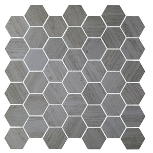 River Grey Hexagon Mosaic 12x12 Porcelain Tile