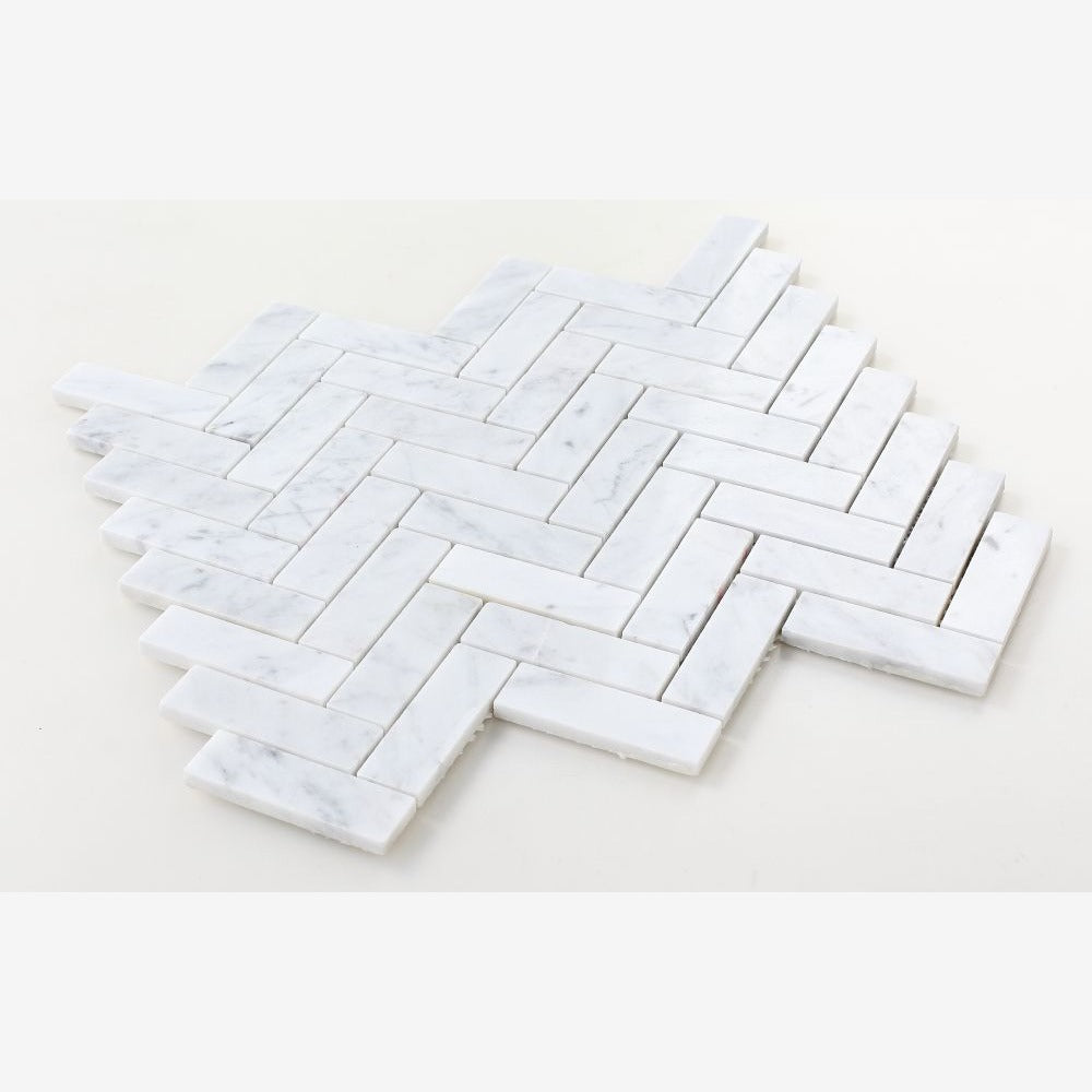 Vector Long Carrara 11x12.50 Marble Mosaic Tile