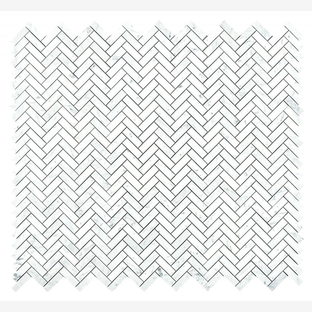 Vector Long Carrara 11x12.50 Marble Mosaic Tile