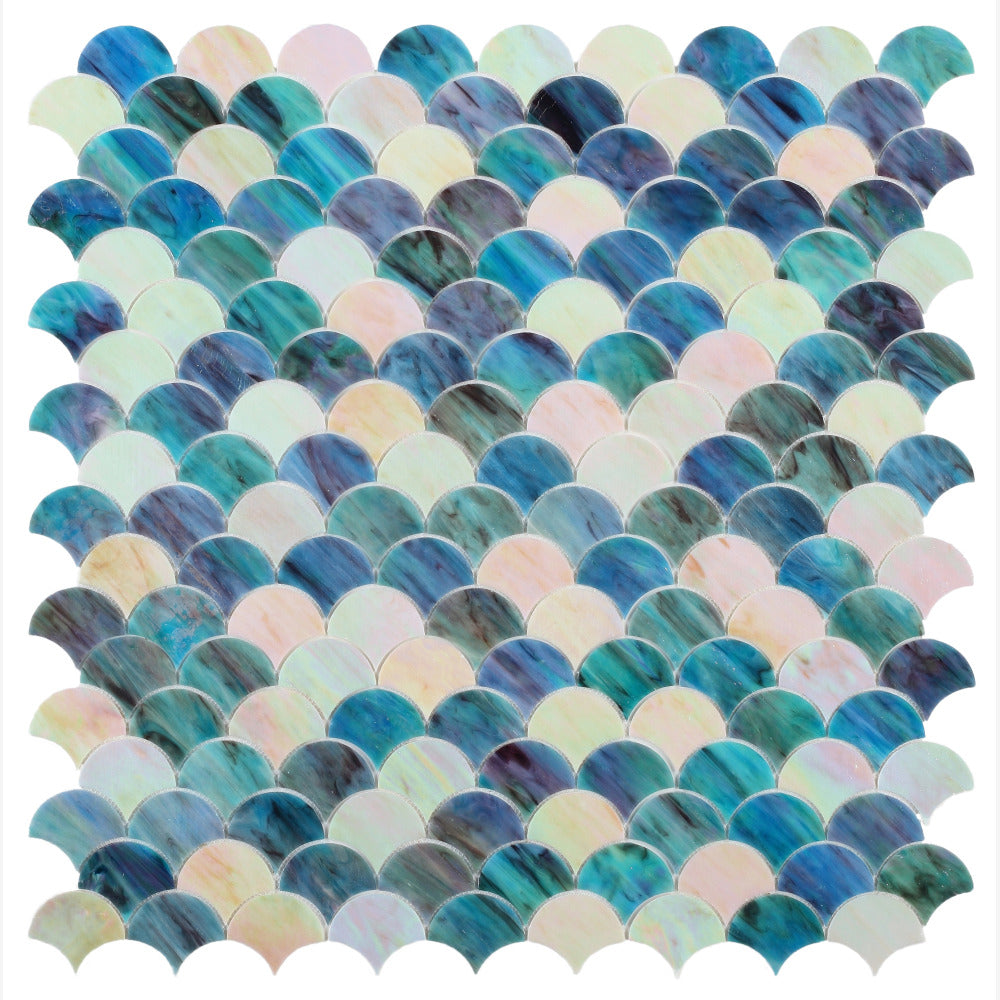 Mariner Scale Sky 9.5x9.75 Glass Mosaic Tile