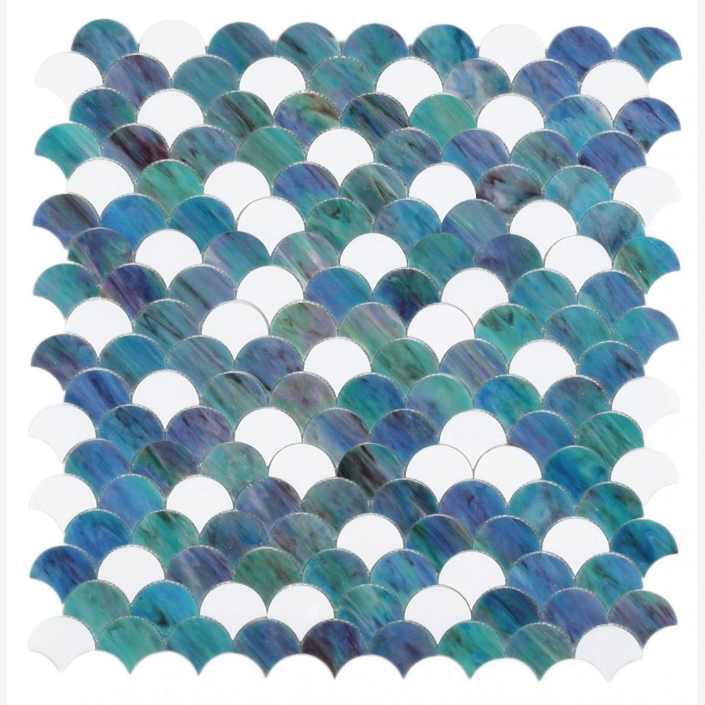 Mariner Scale Ocean 9.5x9.75 Glass Mosaic Tile