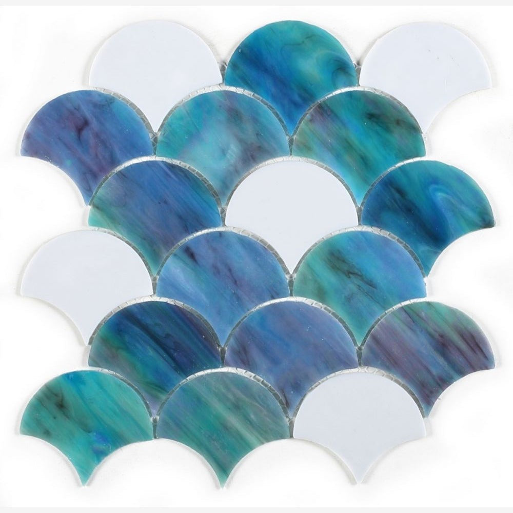 Mariner Scale Ocean 9.5x9.75 Glass Mosaic Tile