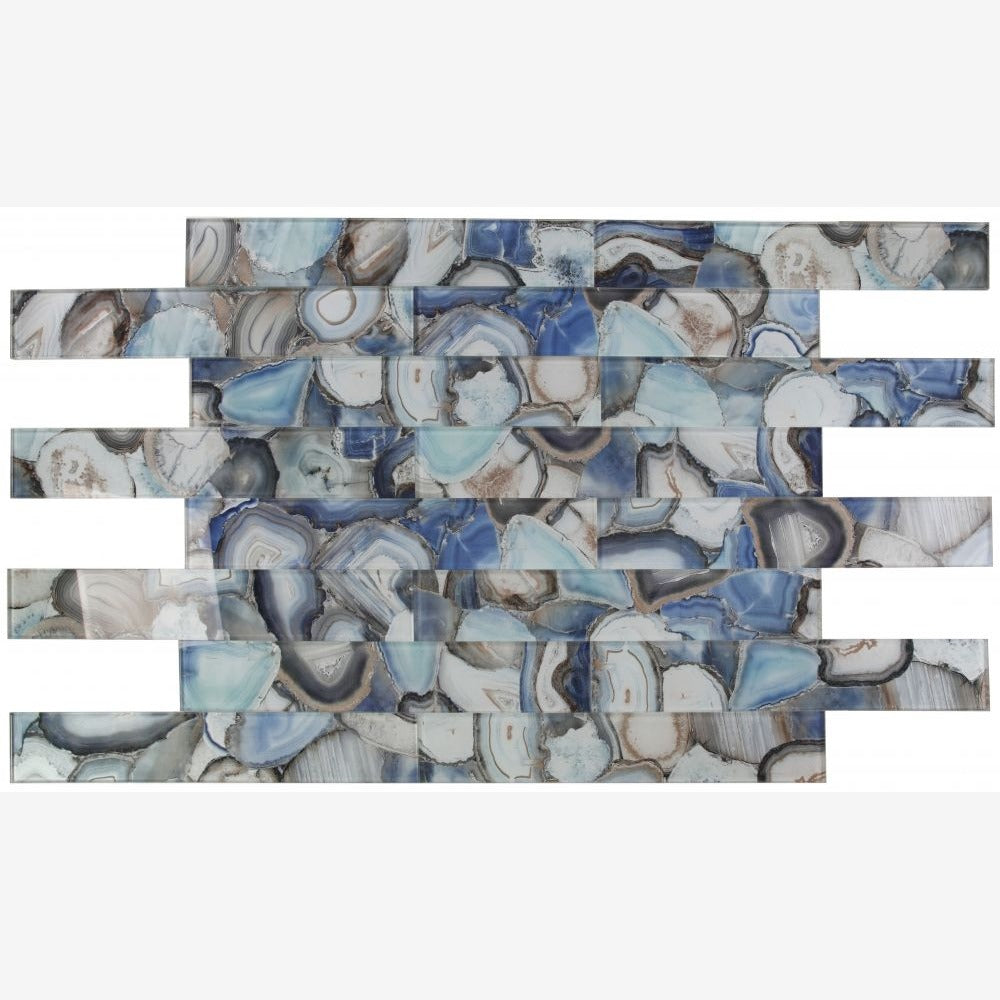 Oceanis Shell Blue 4x24 Glass Tile