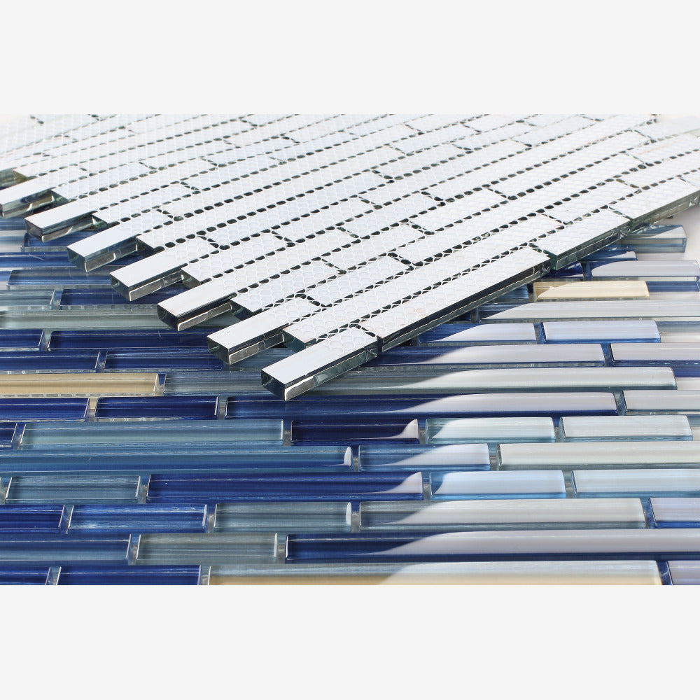 Tempest Sapphire 11.75x12 Glass Mosaic Tile