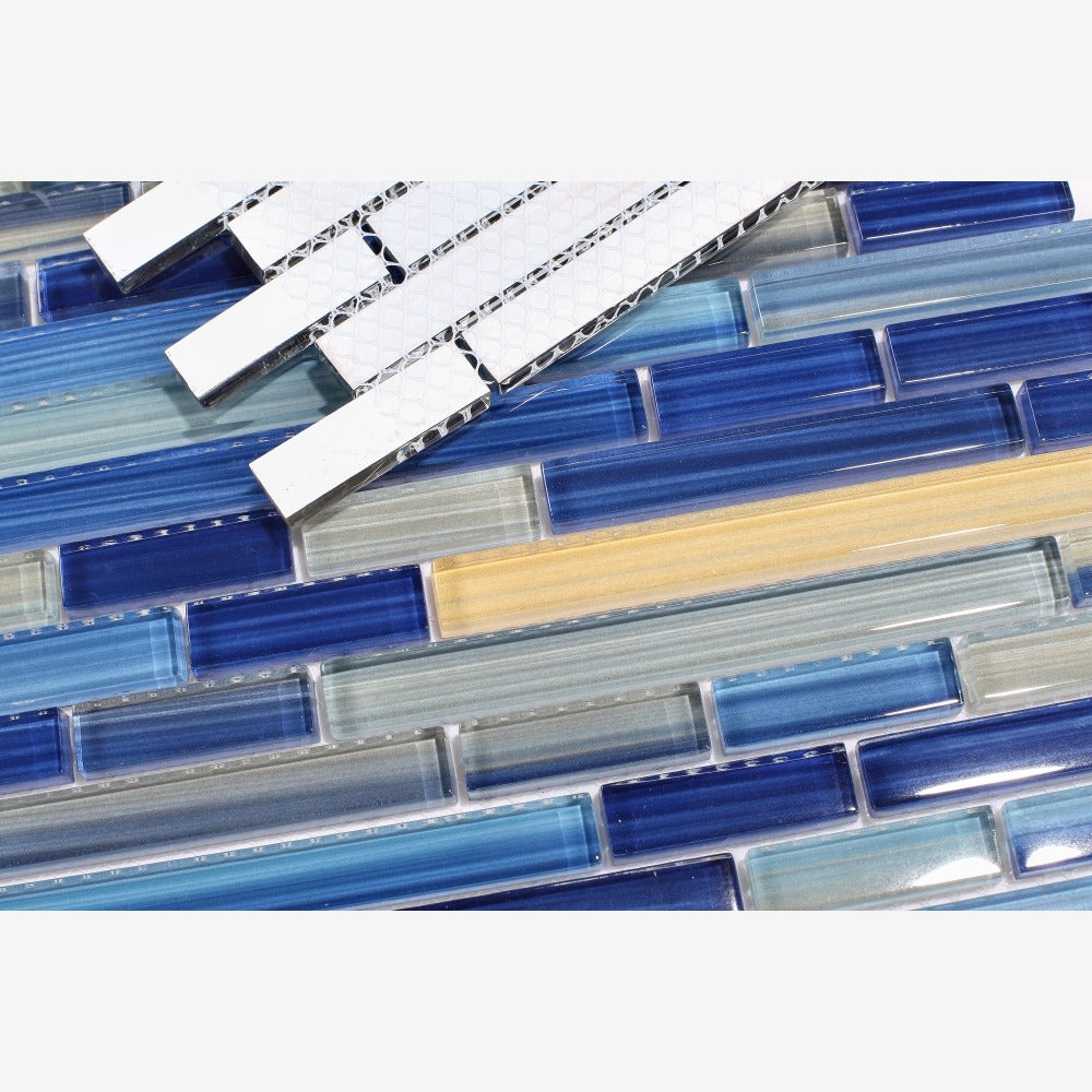 Tempest Sapphire 11.75x12 Glass Mosaic Tile