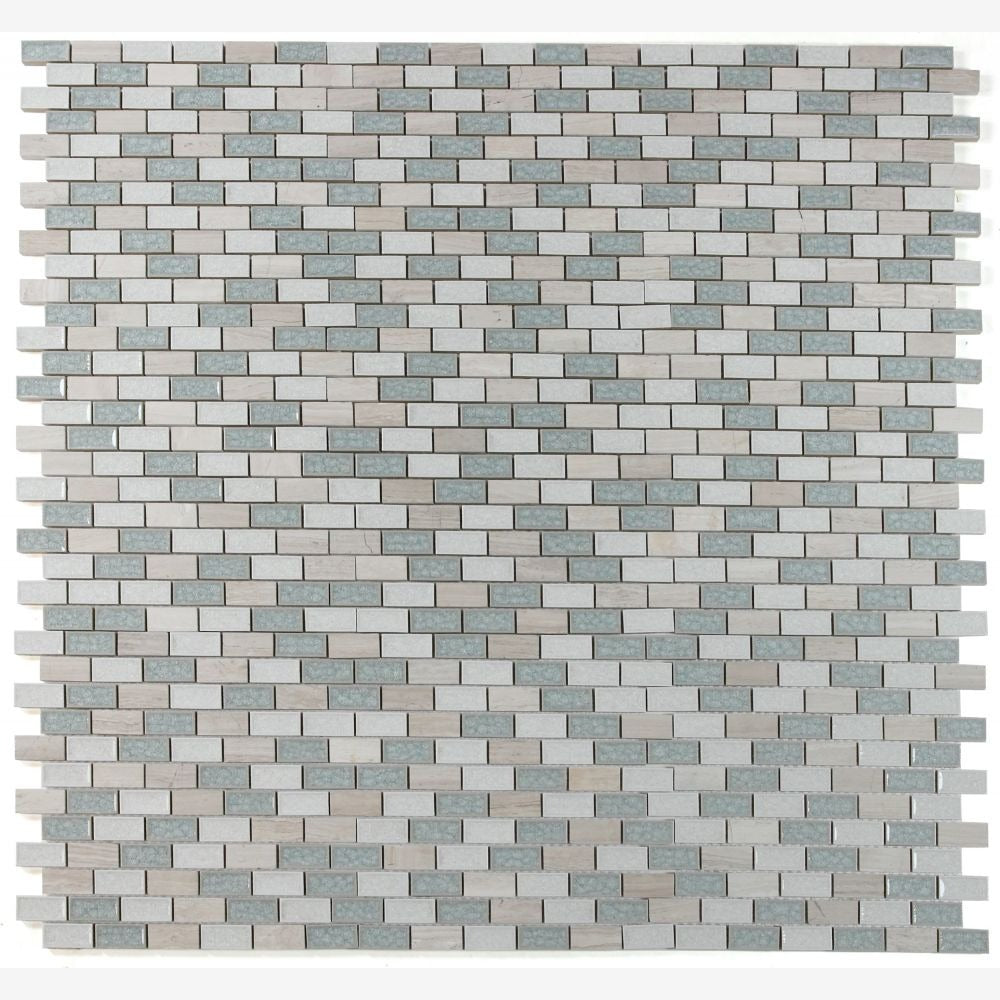 Nordic Glaze Blue 11.75x11.75 Brick Glass Mosaic Tile
