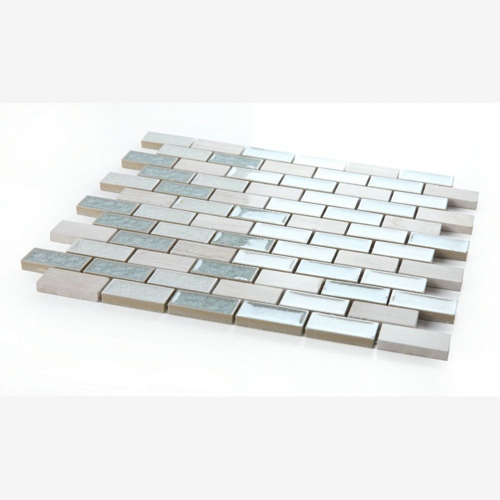 Nordic Glaze Blue 11.75x11.75 Brick Glass Mosaic Tile