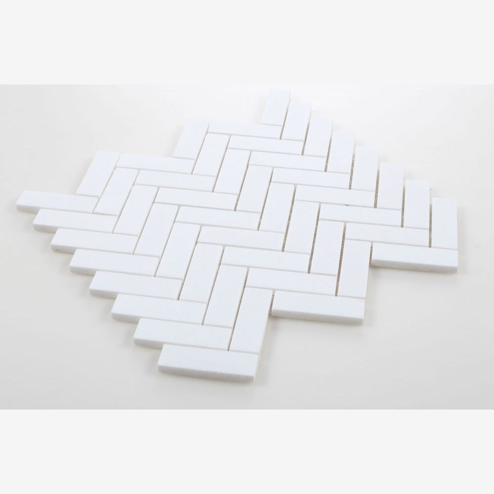 Vector Long Thassos 11x12.50 Marble Mosaic Tile