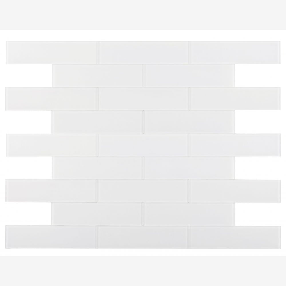 Lumia White Frosted 4x16 Glass Tile