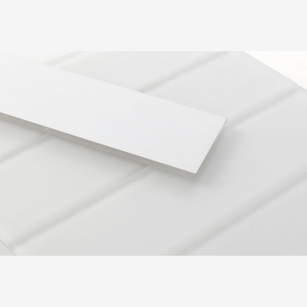 Lumia White Frosted 4x16 Glass Tile