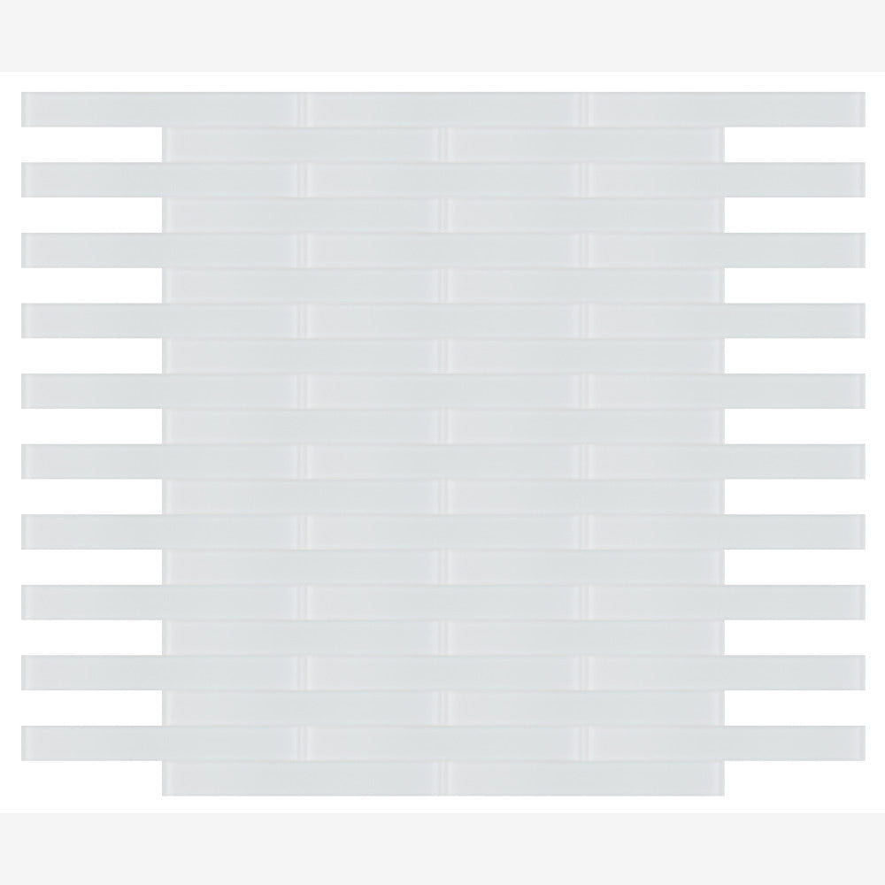 Nivelle White Frosted 2x16 Glass Mosaic Tile