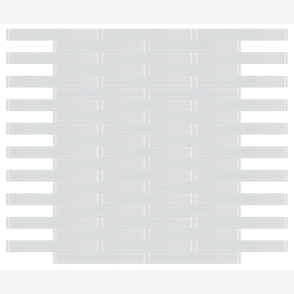 Nivelle White Glossy 2x16 Glass Mosaic Tile