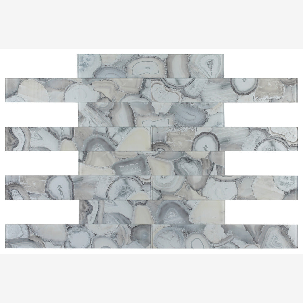 Oceanis Shell Grey 4x24 Glass Tile