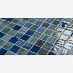 Load image into Gallery viewer, Aquatic Forest Blue Glass Mosaic Tile
