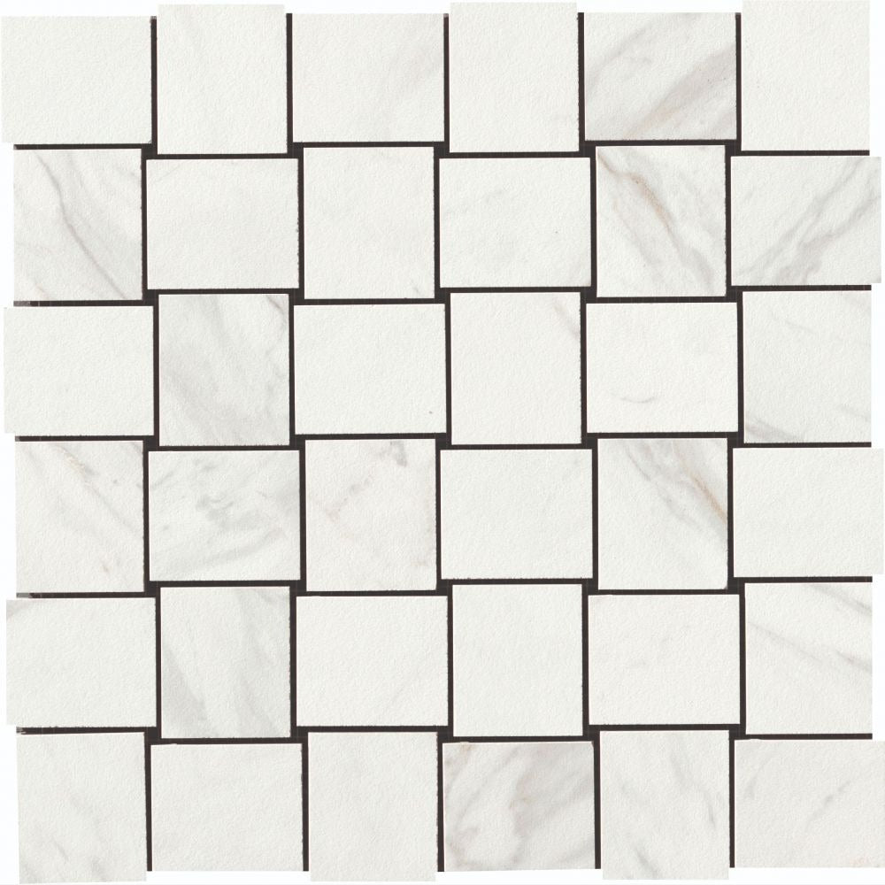 Clara Calacatta Levigato 12x12 Basketweave Polished Porcelain Tile