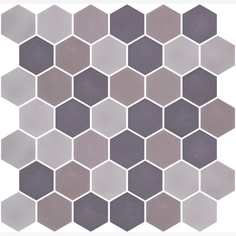 Stonecraft XL Mixed Grey 11.25x11.25 Hexagon Glass Mosaic Tile