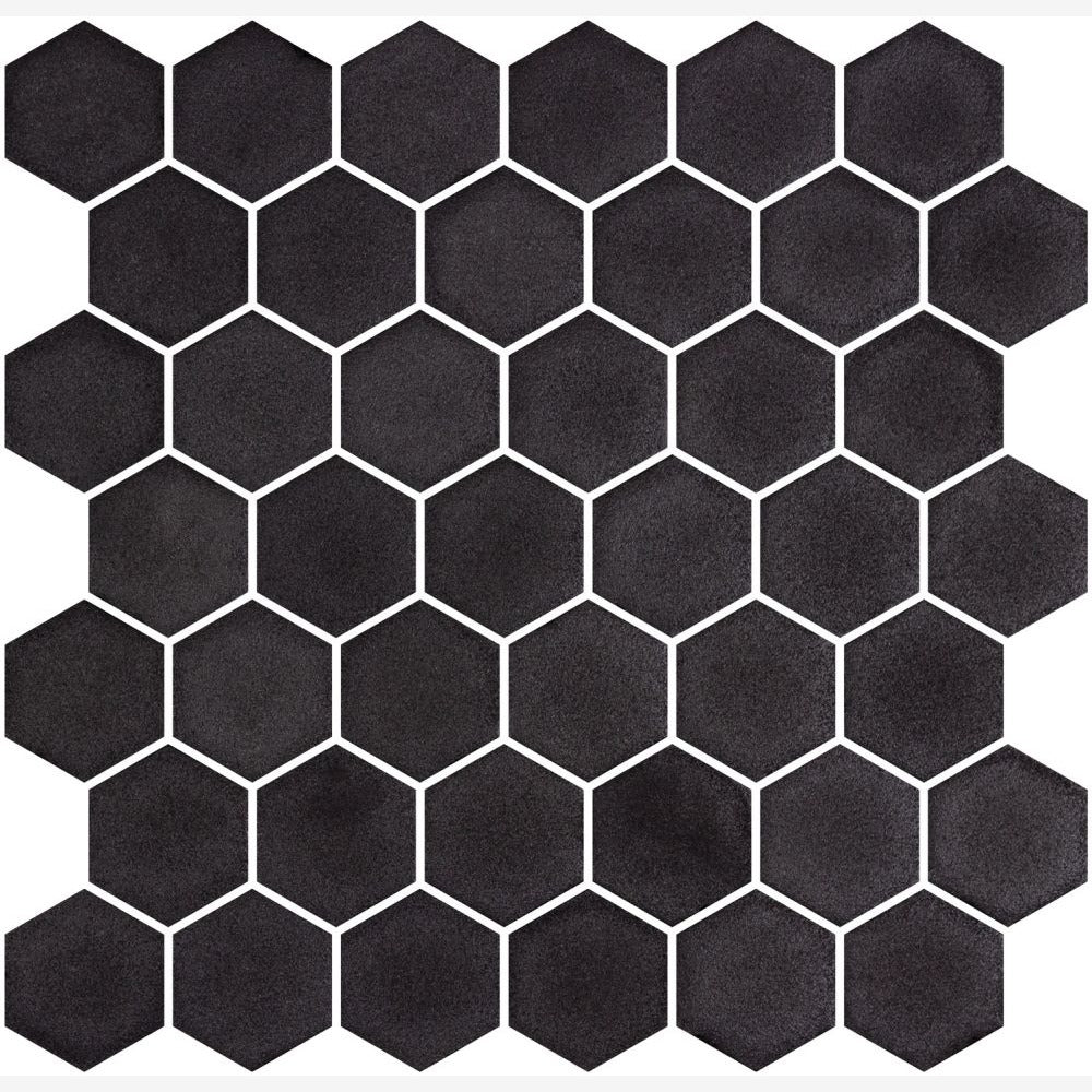 Stonecraft XL Black 11.25x11.25 Hexagon Glass Mosaic Tile