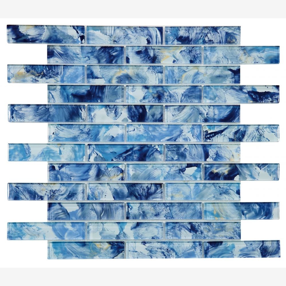 Cobalt Shimmer Glass 11.75x11.75 Glossy Mosaic Tile