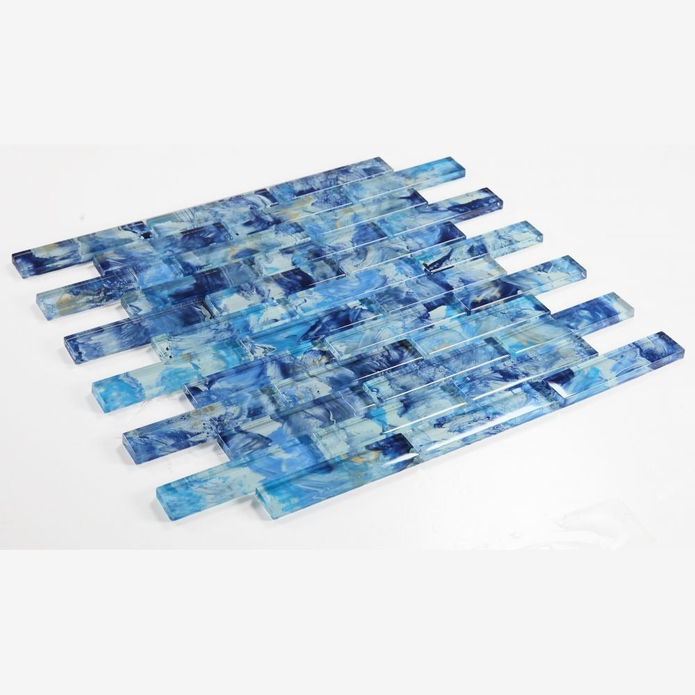 Cobalt Shimmer Glass 11.75x11.75 Glossy Mosaic Tile