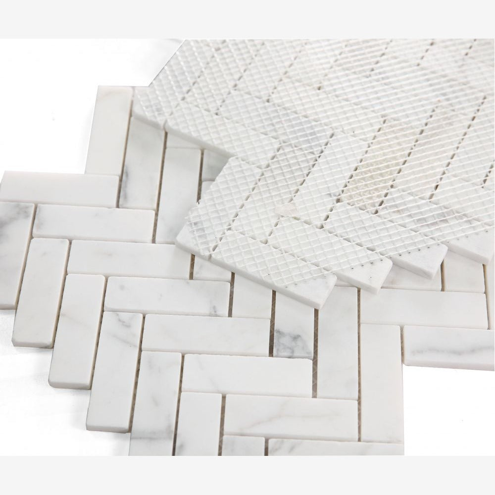 Tesserae Calacatta White Honed 11.25x12.5 Mosaic Tile