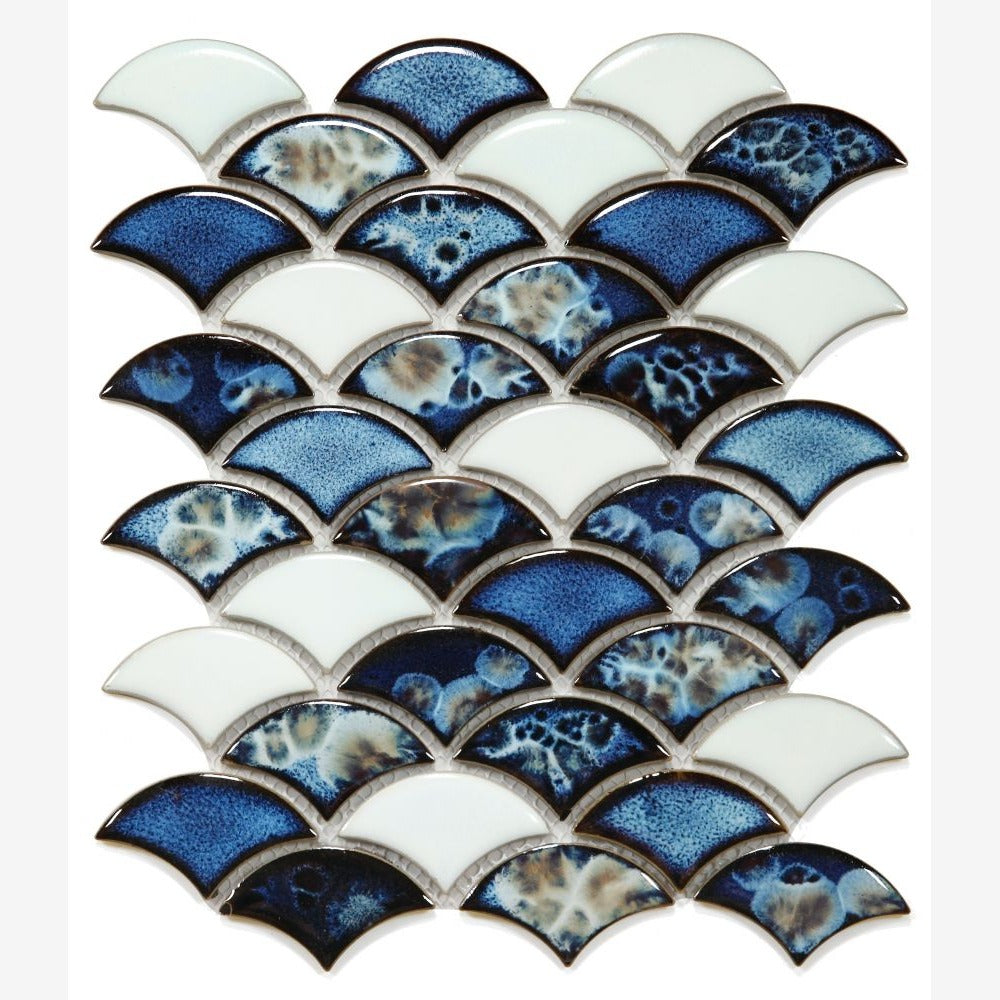 Dracarys Scale Ocean 9.75x12 Porcelain Mosaic Tile