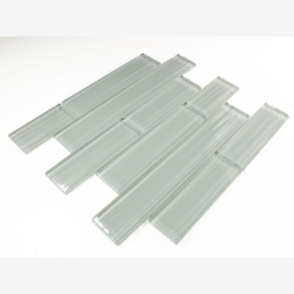 Clea Silver Grey Multi Size Glass 11.75x11.75 Glossy Mosaic Tile