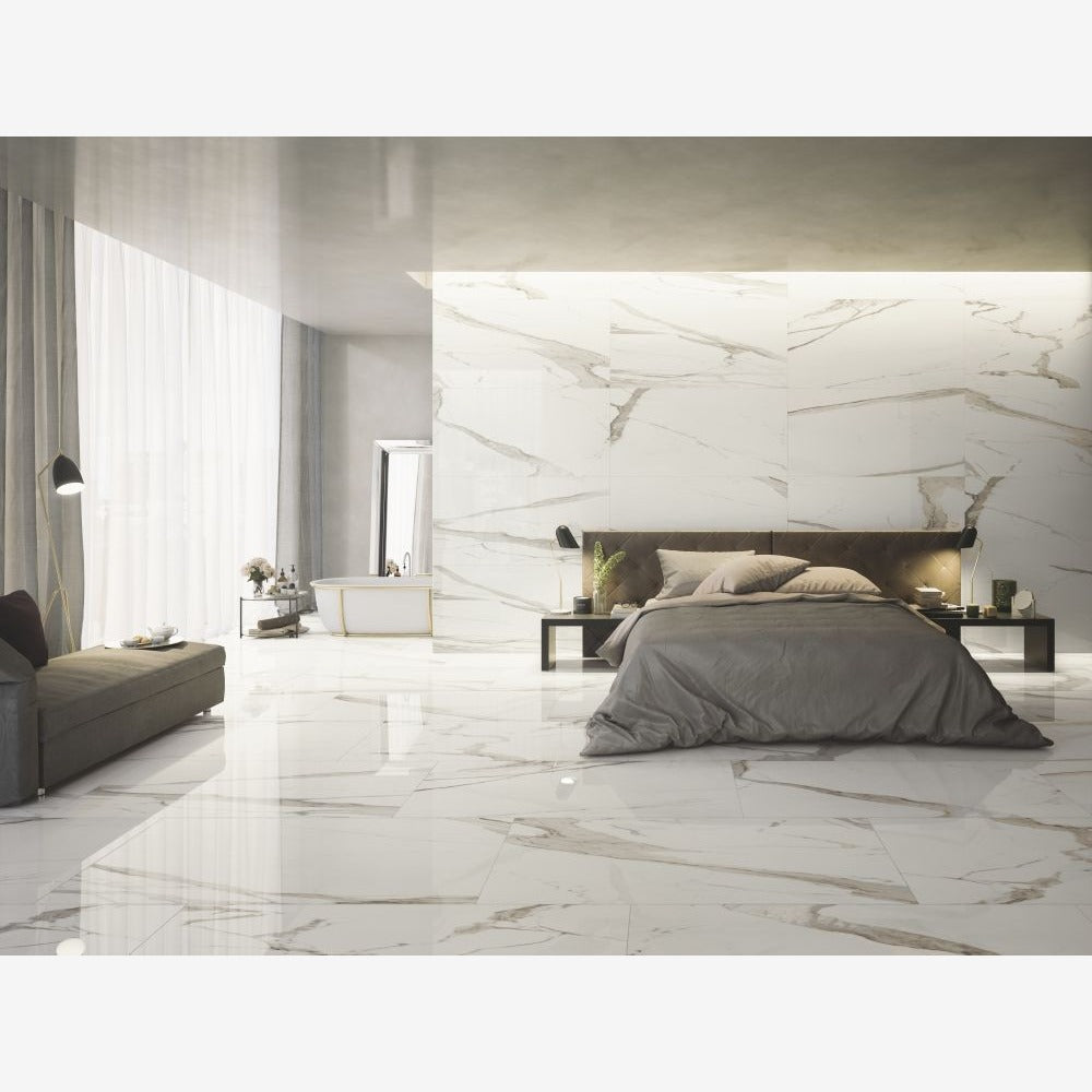 Prestigio Calacatta Lucido 12x24 Porcelain Tile