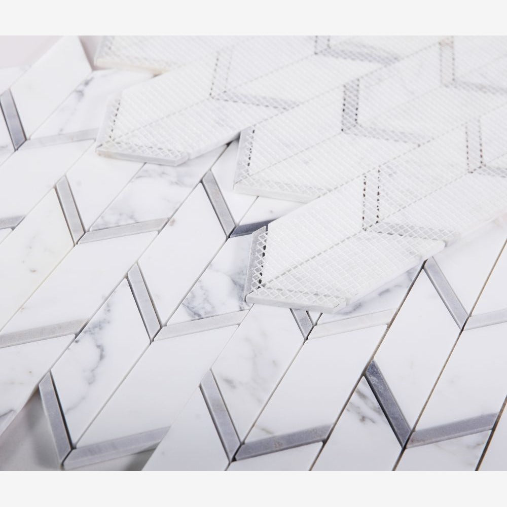 Vectra Sky 12x12.75 Marble Mosaic Tile
