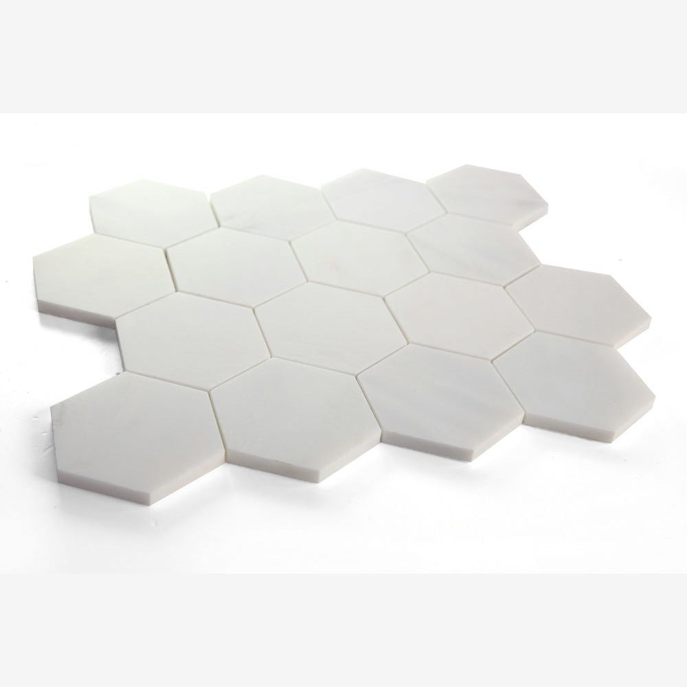 Hexalux Snow White Honed 3x3 10.25x11.75 Mosaic Tile