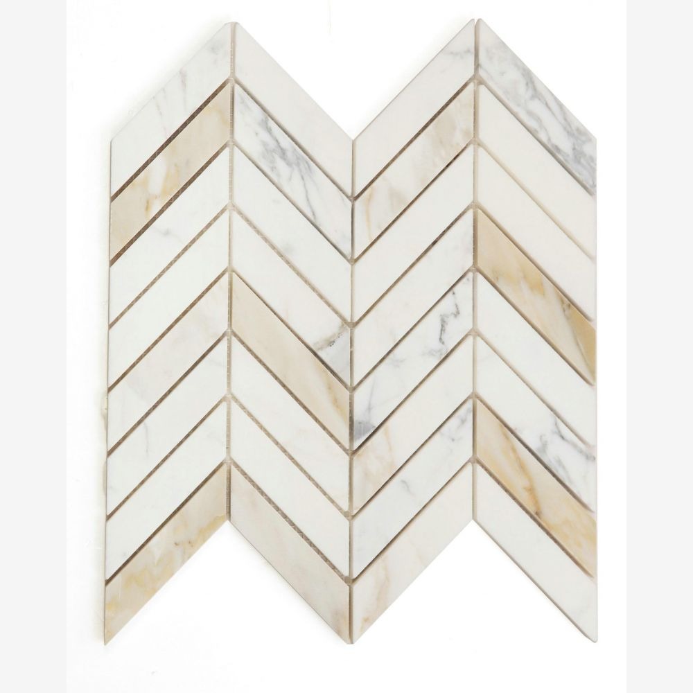 Vector Calacatta Gold Polished 11x11 Marble Mosaic Tile
