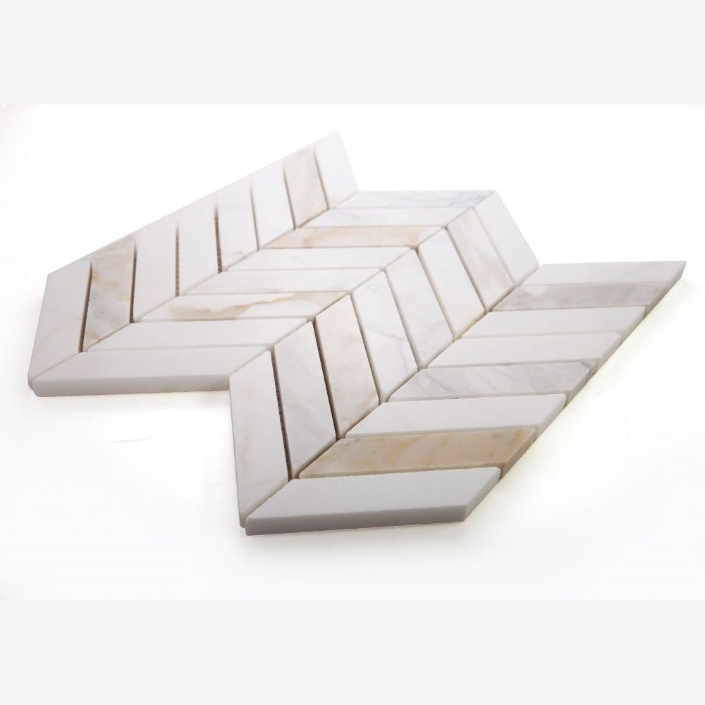 Vector Calacatta Gold Polished 11x11 Marble Mosaic Tile