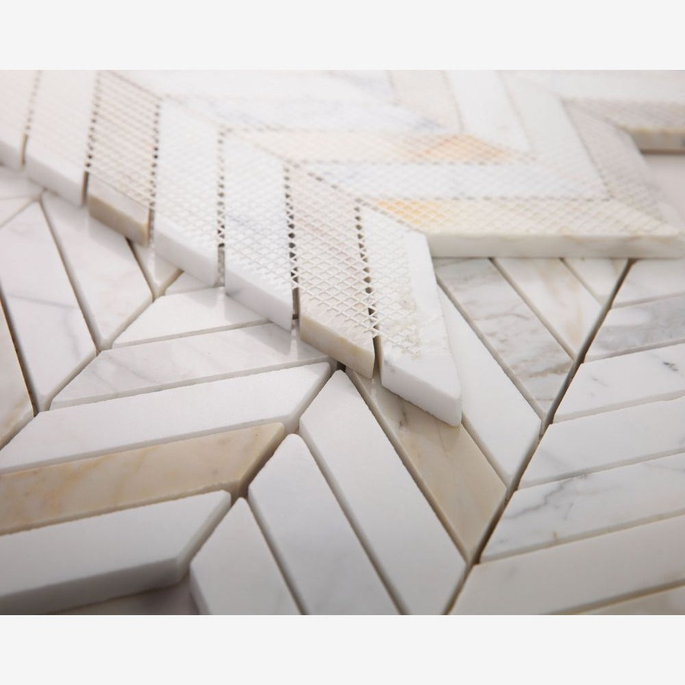 Vector Calacatta Gold Polished 11x11 Marble Mosaic Tile