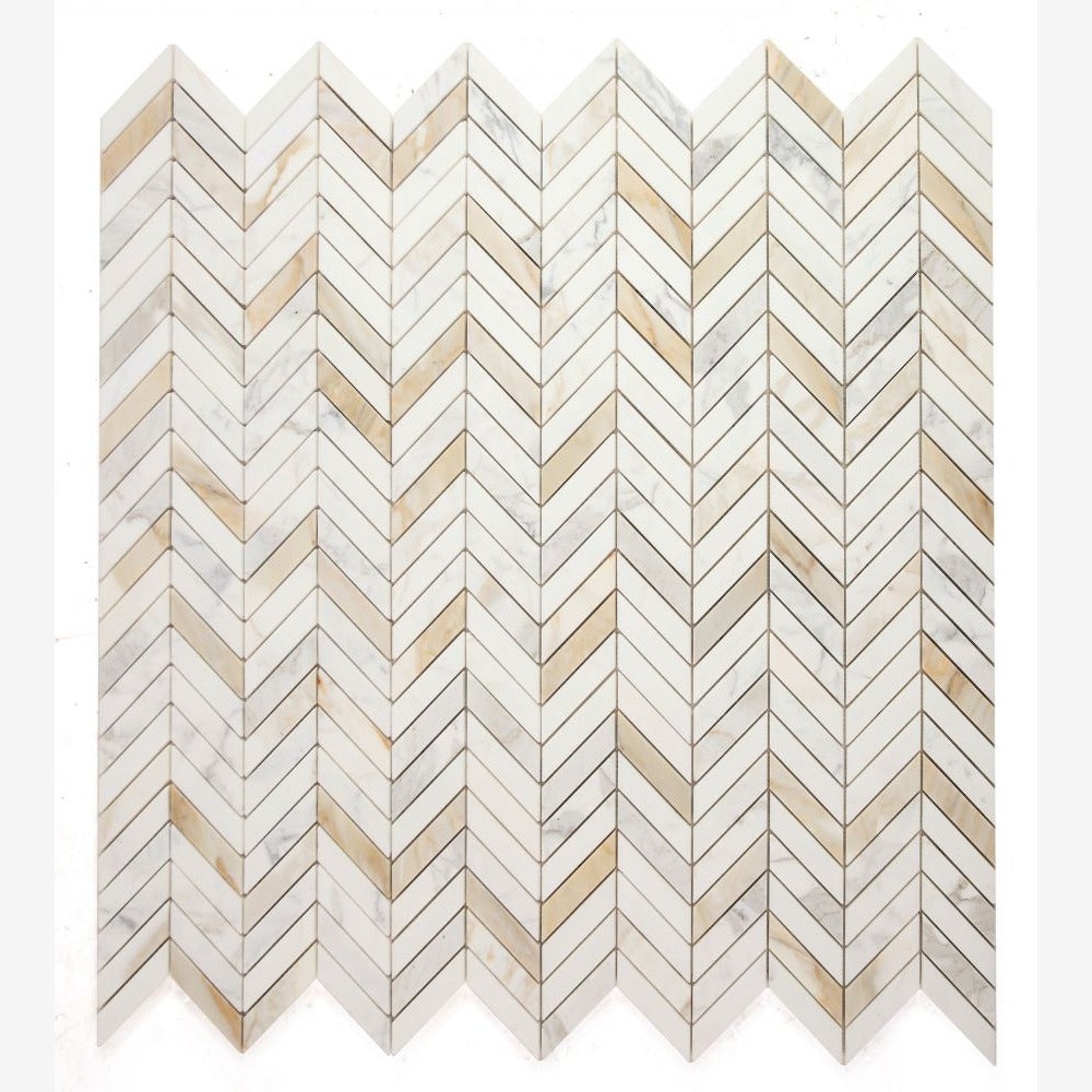 Vector Calacatta Gold Polished 11x11 Marble Mosaic Tile