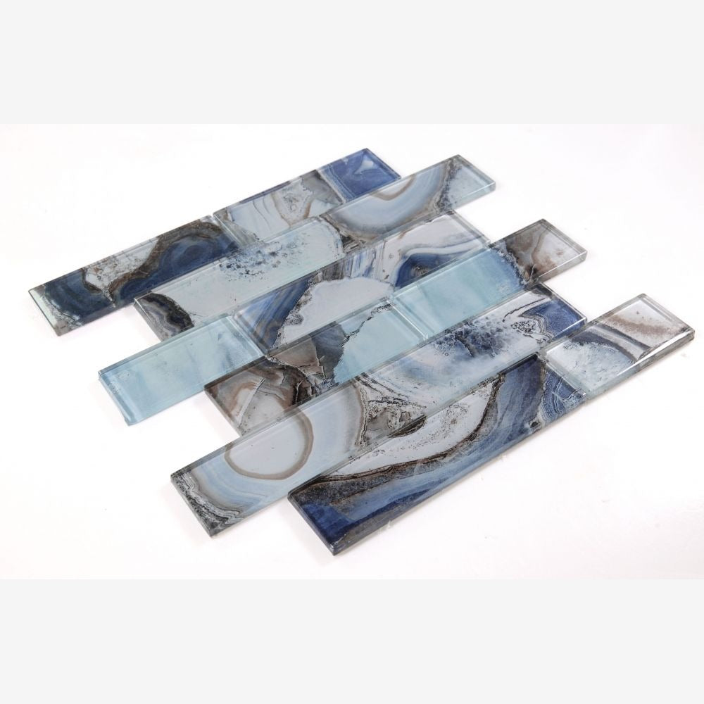Clea Shell Clea Shell Blue Glass 11.75x11.75 Glossy Mosaic Tile Sample – Tilezz