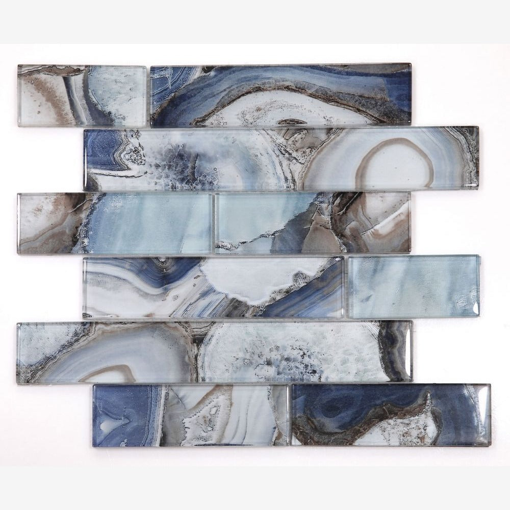 Clea Shell Blue Glass 11.75x11.75 Glossy Mosaic Tile
