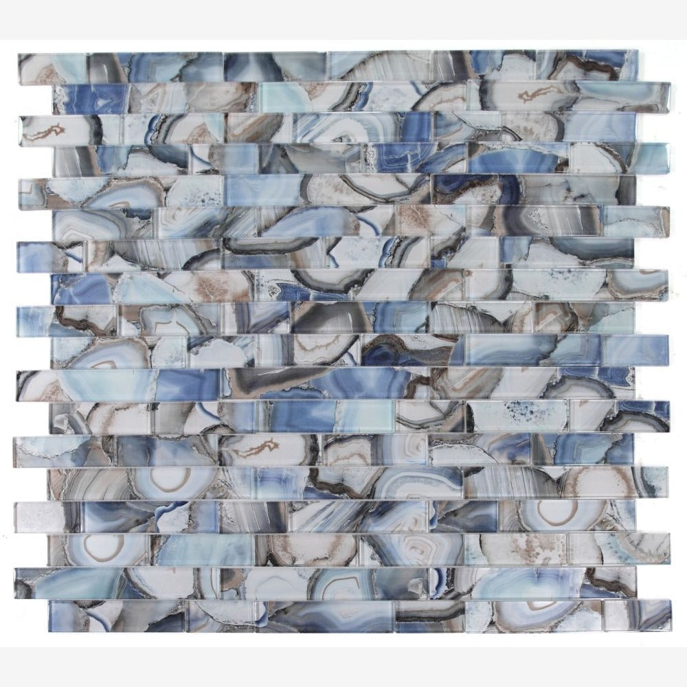 Clea Shell Blue Glass 11.75x11.75 Glossy Mosaic Tile