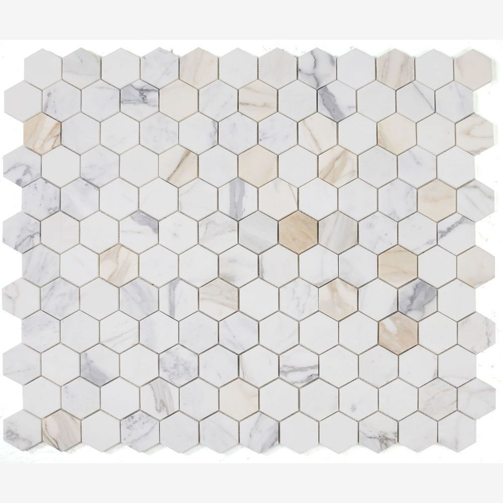 Hexalux Calacatta Gold 10x11.5 Polished Mosaic Tile