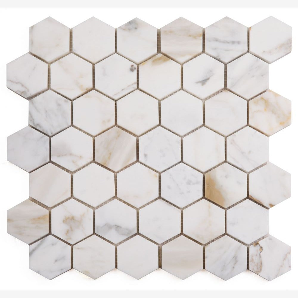 Hexalux Calacatta Gold 11.75x12 Polished Mosaic Tile
