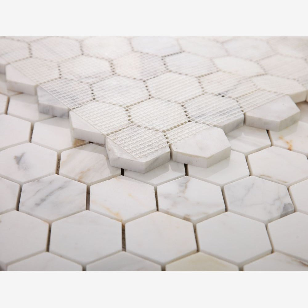 Hexalux Calacatta Gold 11.75x12 Polished Mosaic Tile