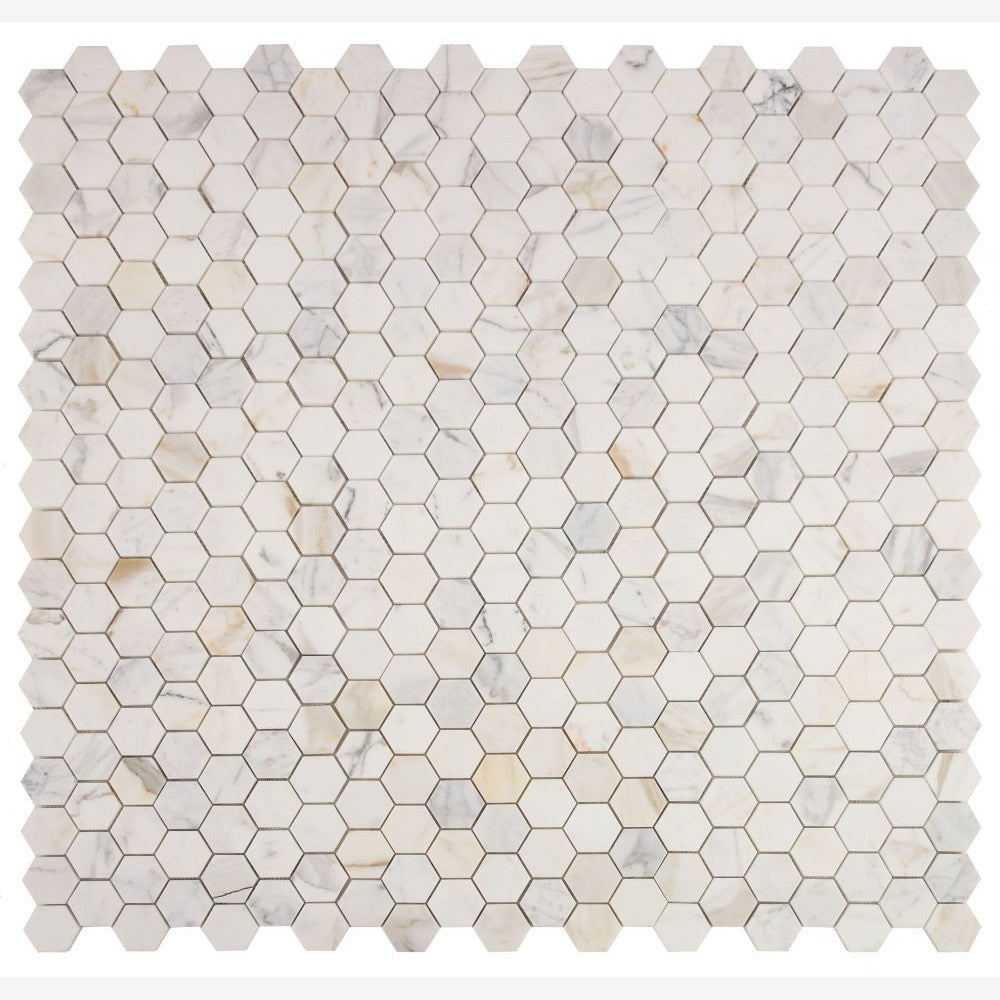 Hexalux Calacatta Gold 11.75x12 Polished Mosaic Tile