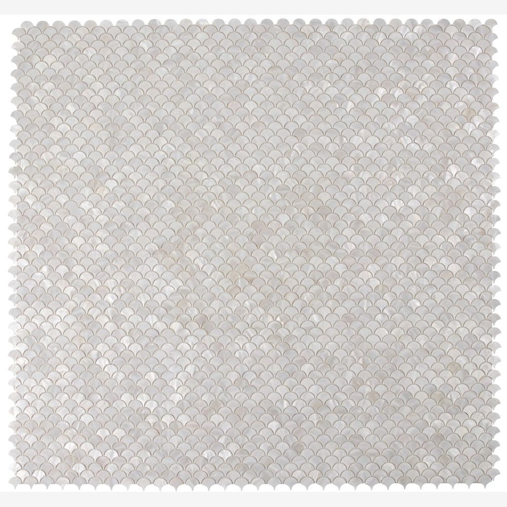 Pearl White Scale 11.75x11.75 Mosaic Tile