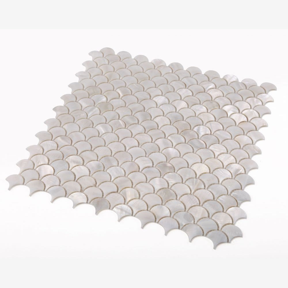 Pearl White Scale 11.75x11.75 Mosaic Tile