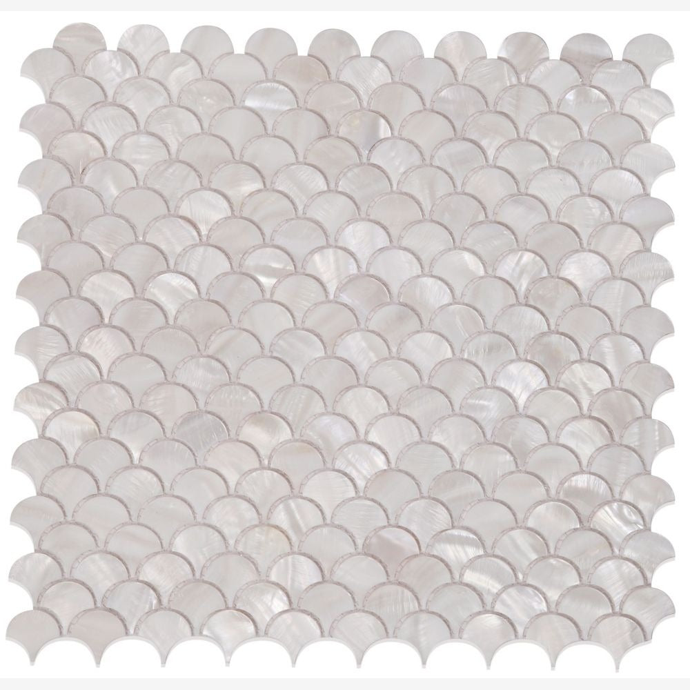 Pearl White Scale 11.75x11.75 Mosaic Tile