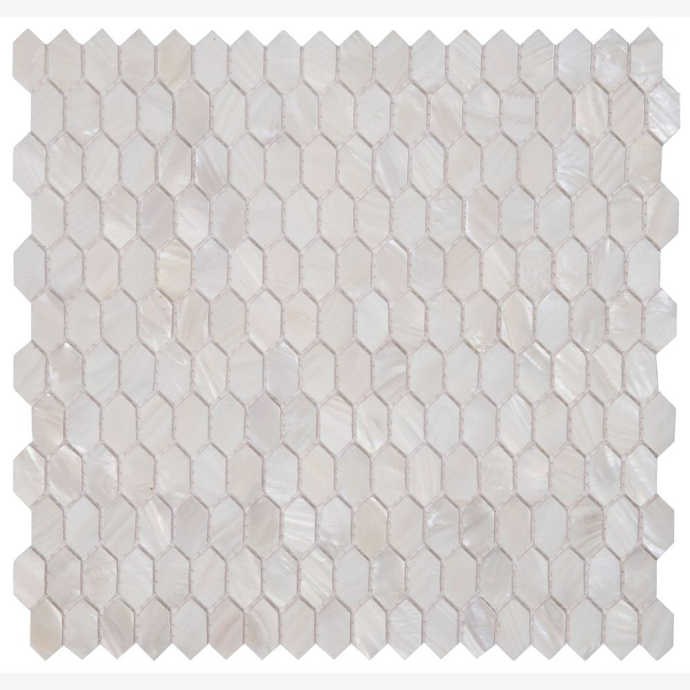 Pearl White Arrow 12x12 Mosaic Tile