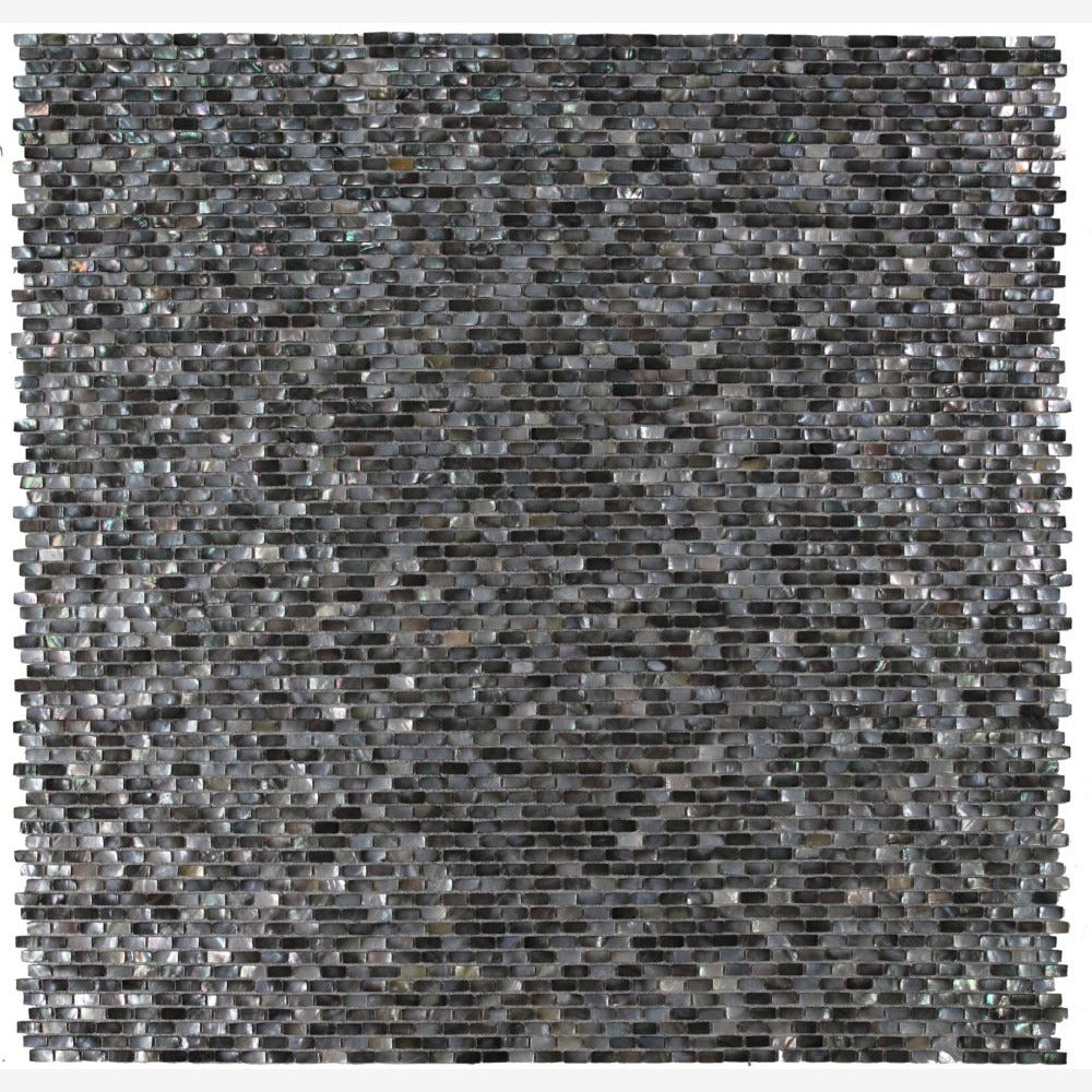 Elysia Black Mini Brick 11.25x11.25 Pearl Mosaic Tile