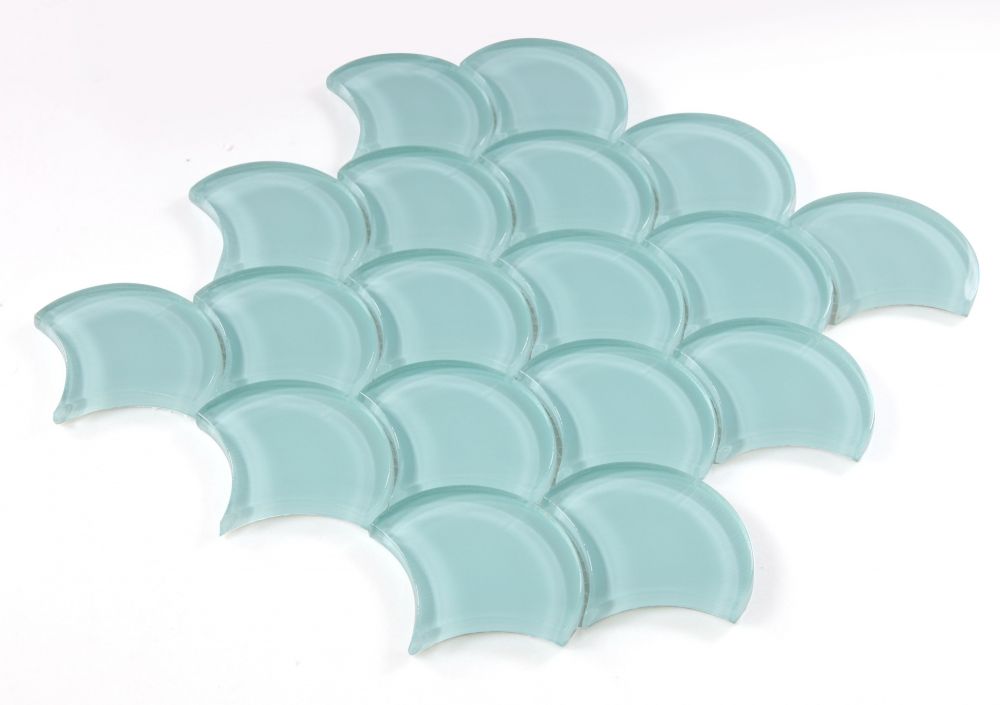 Dracarys Scale Mint 9.5x9.5 Glass Glossy Mosaic Tile
