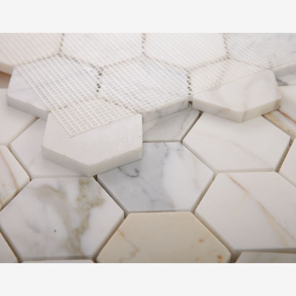Hexalux Calacatta Gold 3x3 10x11.5 Honed Mosaic Tile